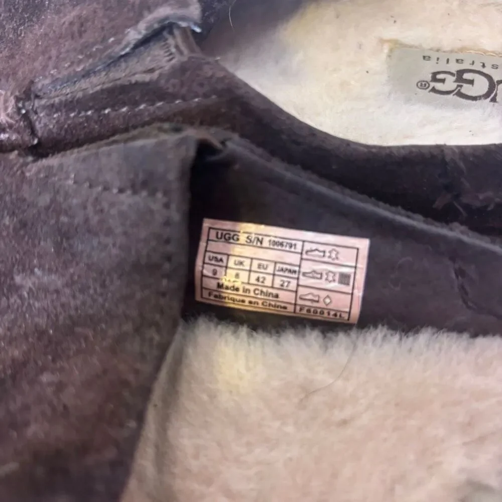 UGG Brown Suede Fur Lined Slide Slipper Shoes Men's‎ 9